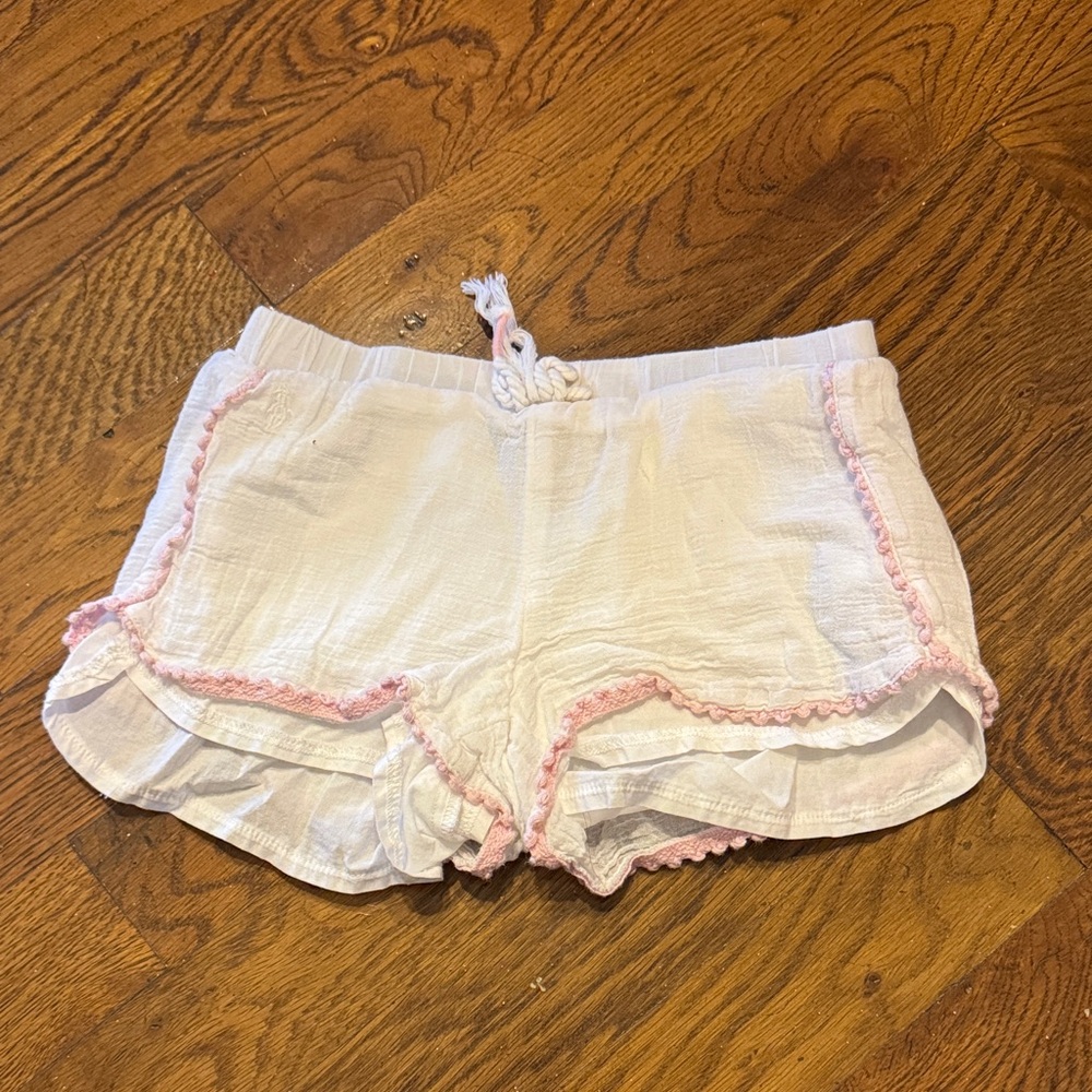 Ralph Lauren polo linen white shorts with pink trim